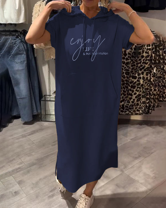 Robe À Capuche Décontractée Cordon