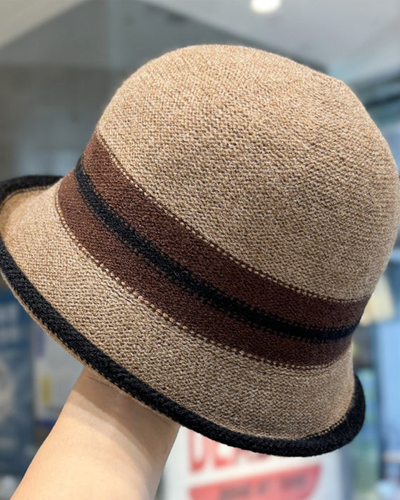 Chapeau Femme Pliable Rayé Cloche Seau