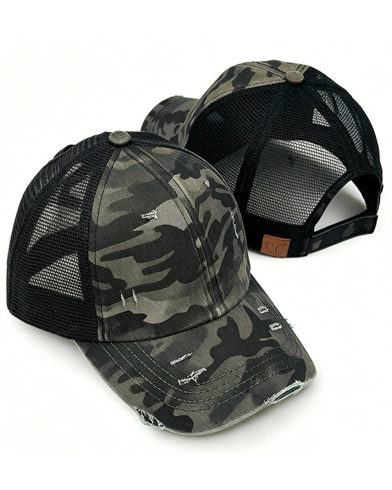 Casquette Ajustable Dos Croisé Denim Usé Baseball