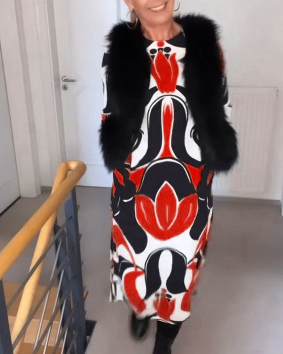 Robe imprimée à col rond