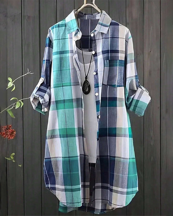 Chemise Décontractée À Carreaux Contraste