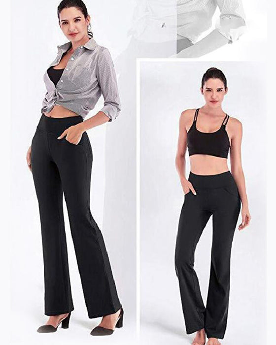 Pantalon Femme Taille Haute Jambe Évasée Yoga