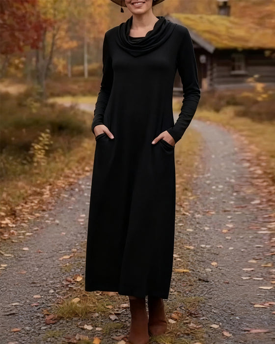 Robe décontractée simple de couleur unie avec poche