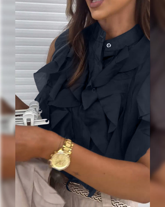 Tank Top Designer Ruffle Sans Manches