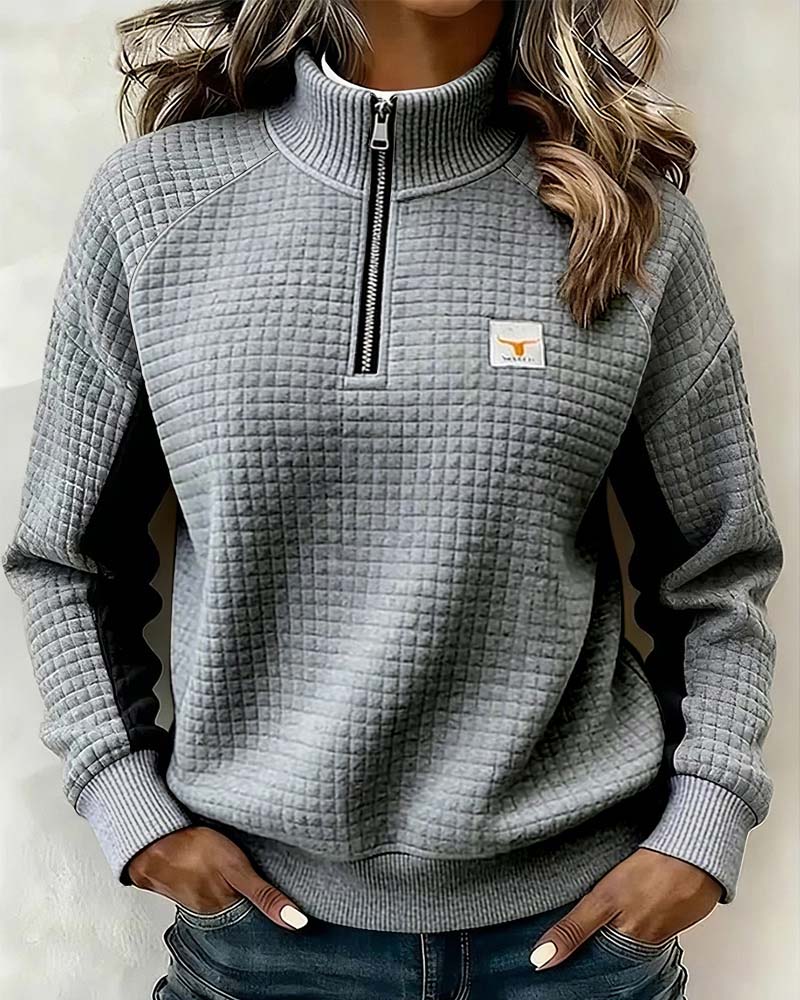 Sweat Col Montant Gaufre Color Block