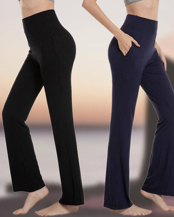 Pantalon Femme Taille Haute Jambe Évasée Yoga