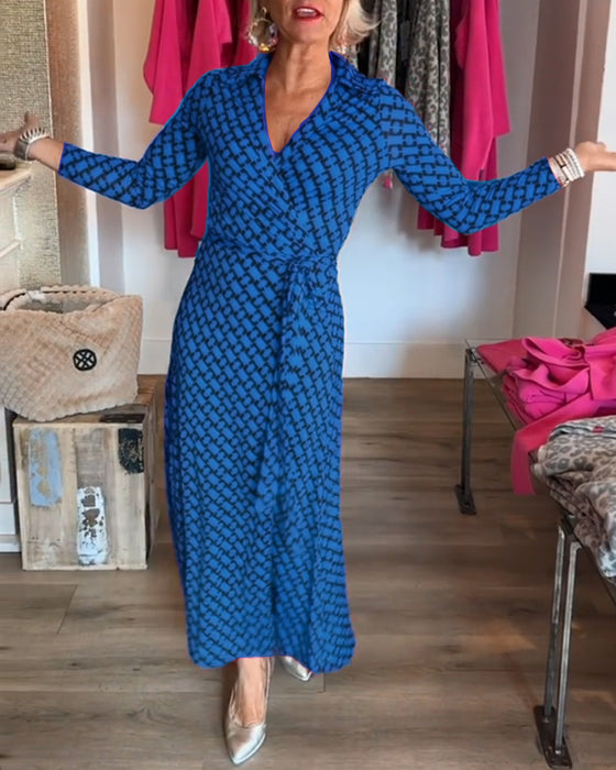 Robe longue élégante à col en V