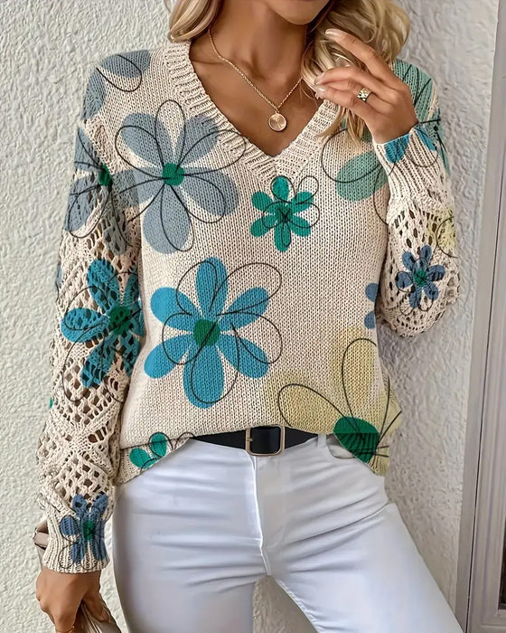 Pull À Col En V Avec Motif Ajouré