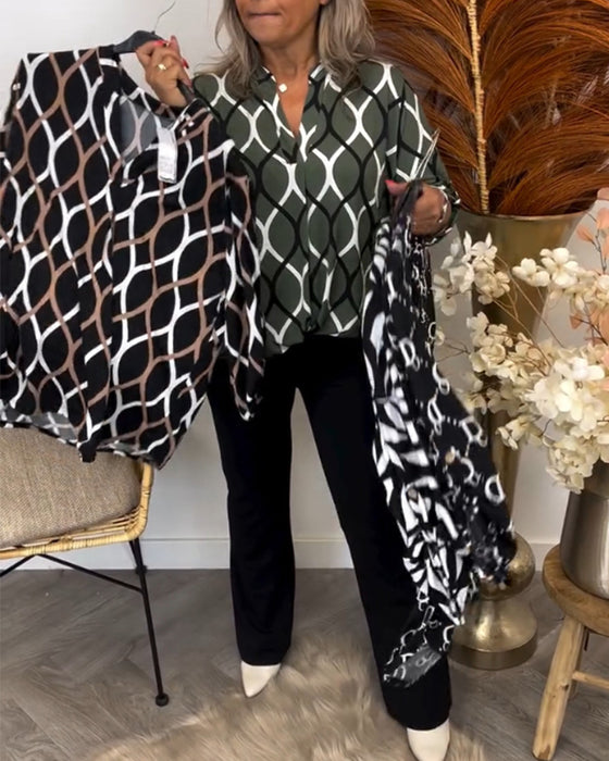 Chemisier décontracté à manches longues et imprimé