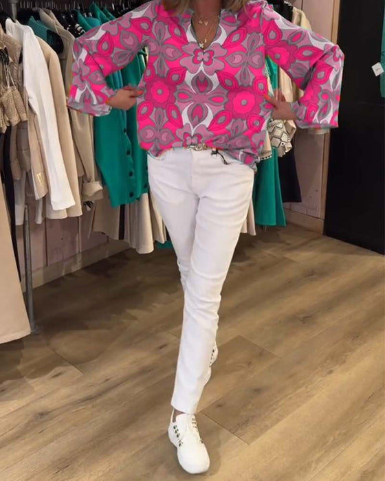 Blouse imprimée ample et polyvalente