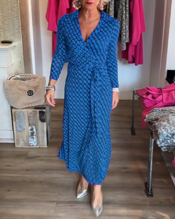 Robe longue élégante à col en V