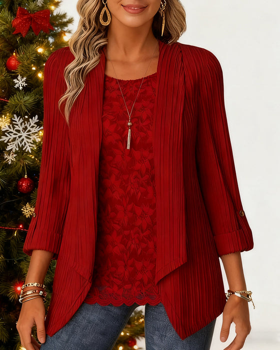 Haut Côtelé À Fausse Deux-Pièces Et Patchwork