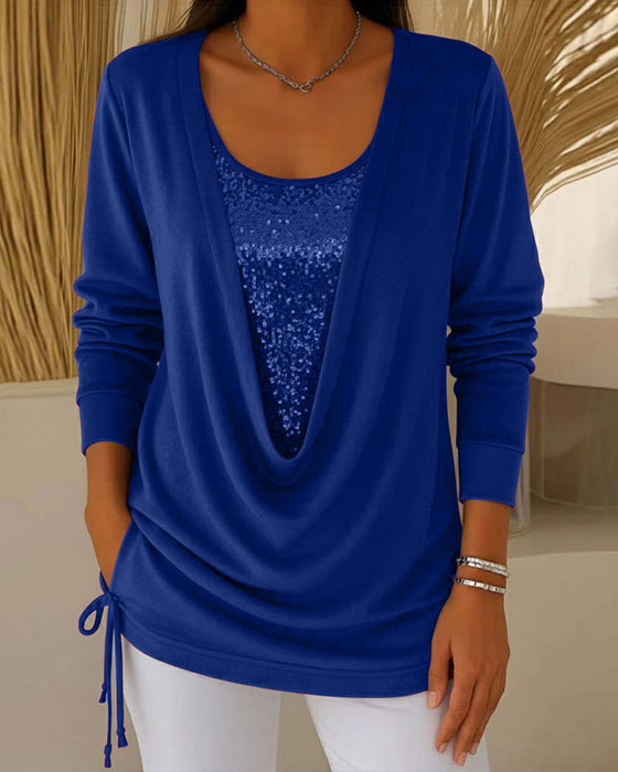 Haut Bicolore À Paillettes Effet Deux-En-Un