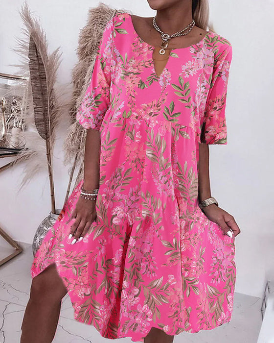 Robe droite à imprimé floral