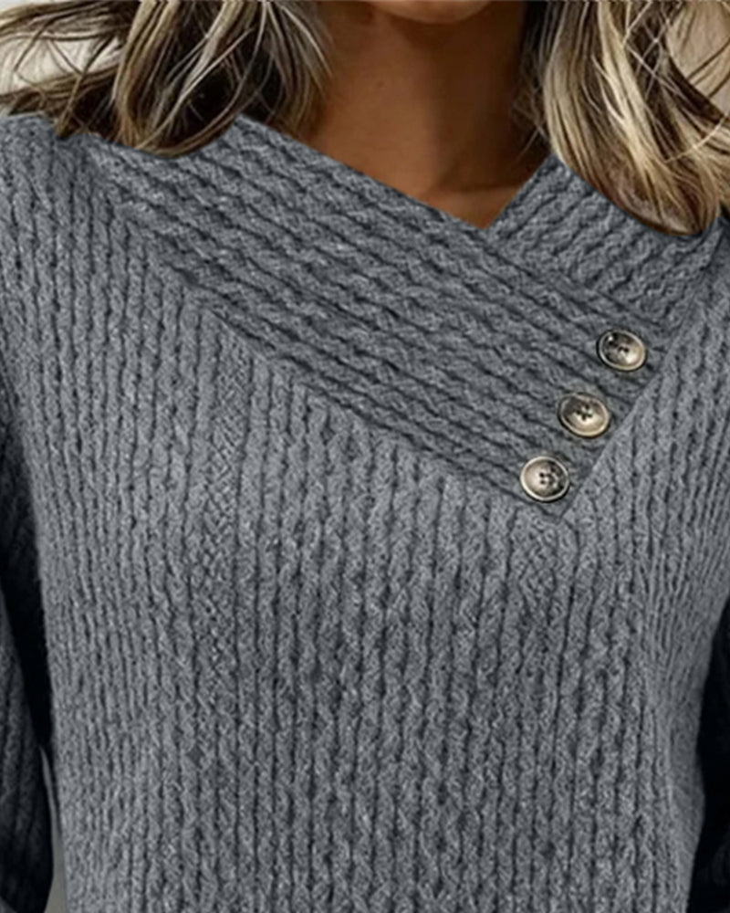 Sweat-shirt décontracté à manches longues, couleur unie