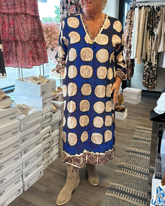 Robe Manches Longues En V Imprimé