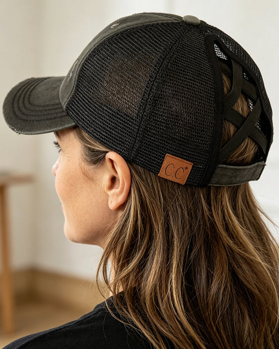 Casquette Ajustable Dos Croisé Denim Usé Baseball