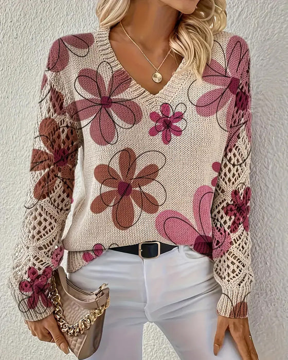 Pull À Col En V Avec Motif Ajouré