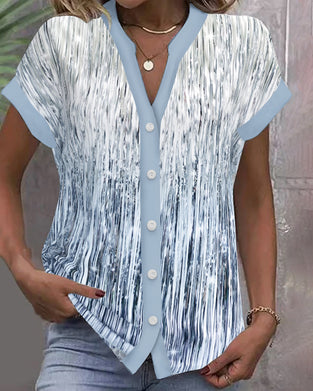 Chemise Casual Col Montant Imprimé Texturé