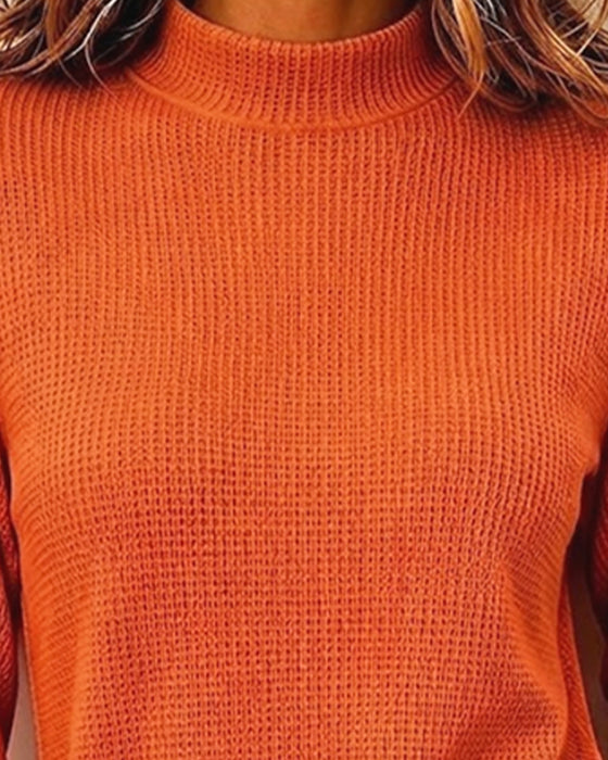 Blouse Décontractée Col Mock Manches Longues