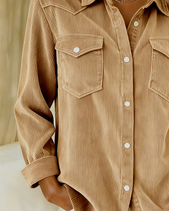 Chemise À Manches Longues À Revers Et Boutonnée