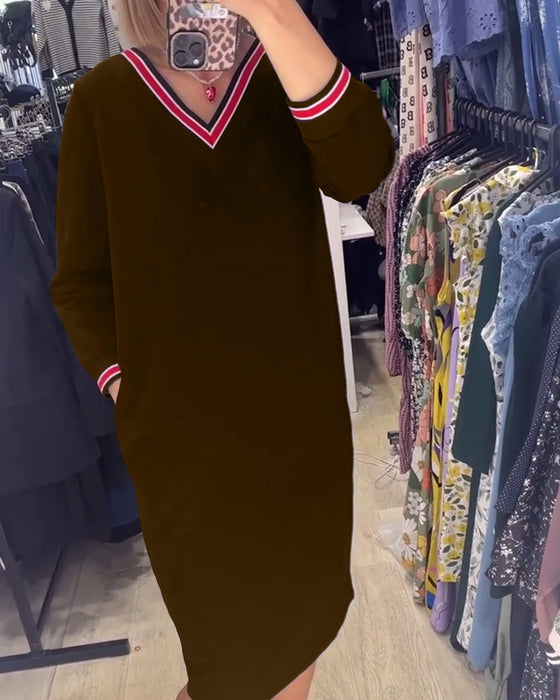 Robe col V avec poches