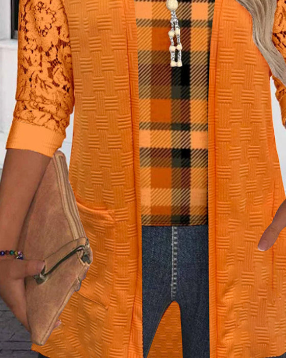 Haut À Fausse Coupe Deux Pièces À Carreaux