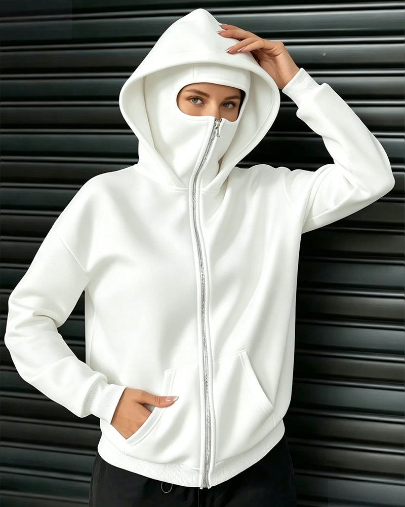 Manteau Capuche Décontracté Fermeture Éclair Sweatshirt