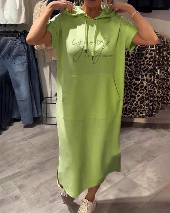 Robe À Capuche Décontractée Cordon