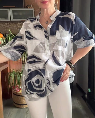 Chemisier décontracté col montant imprimé