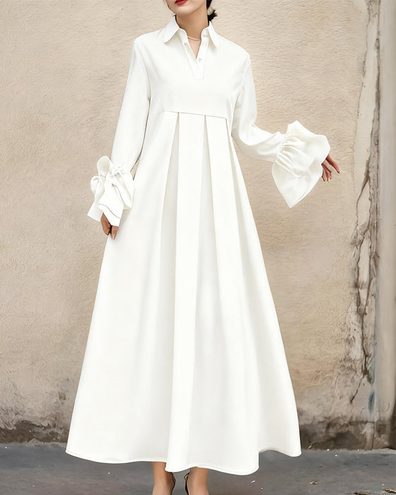 Robe Mode Col Chemise Évasé