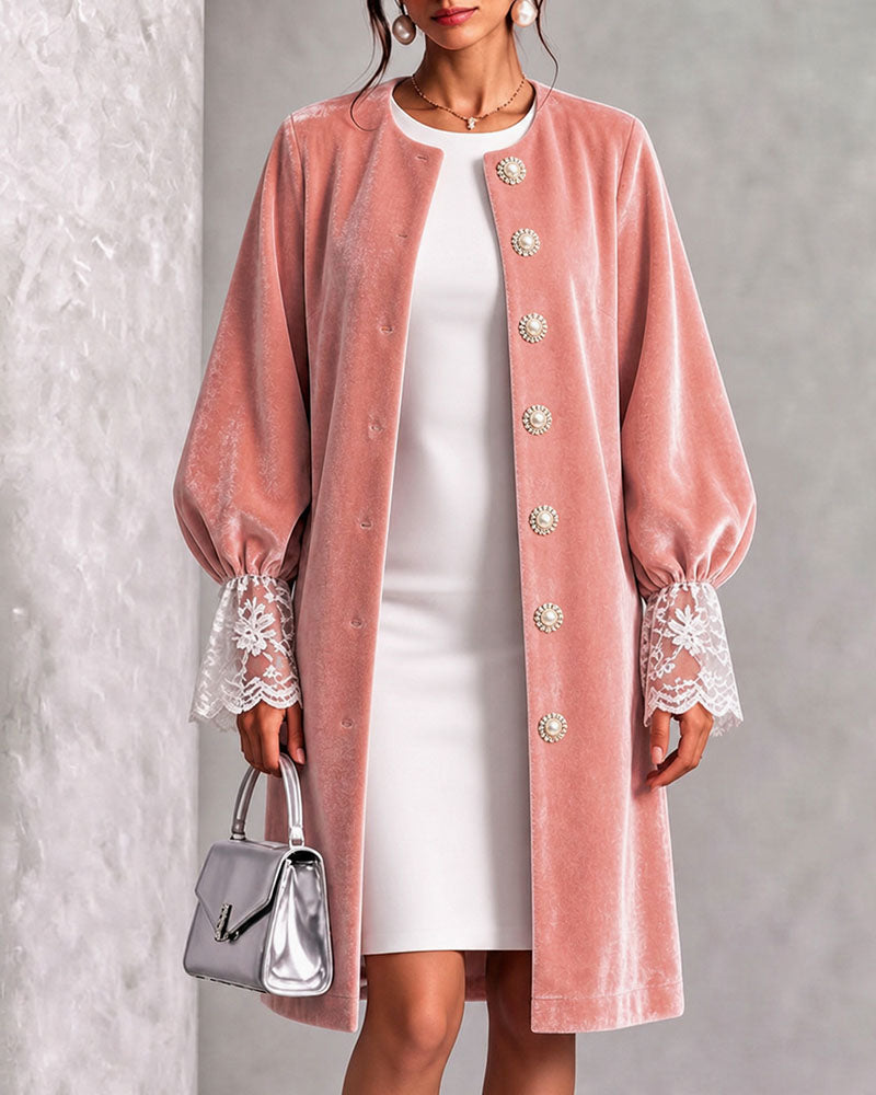 Veste Patchwork Manche Bouton Tendance