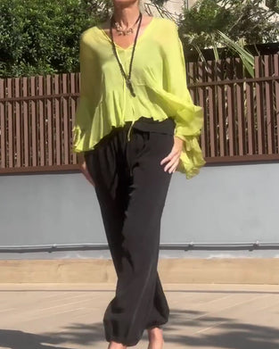 Blouse Volant Manche Papillon Manche Chauve Souris
