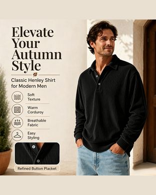 Pullover Sweatshirt Homme Col Bouton Rayé