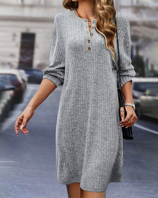 Robe couleur unie col rond