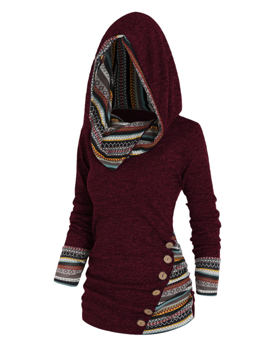 Sweat-shirt à capuche décontracté de couleur contrastée