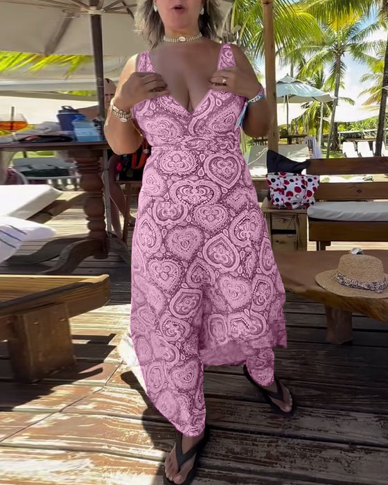 Maillot de Bain Sans Bretelles Cœur Imprimé Vacances