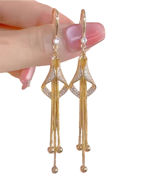 ✨ Boucles D'oreilles Élégantes Franges En Forme De Diamant 💎