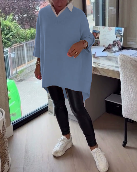 Pull Avec Caractéristiques Col V, Boutonné Et Asymétrique