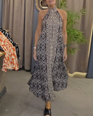 Robe Nuque Imprimé Vichy Ondulé