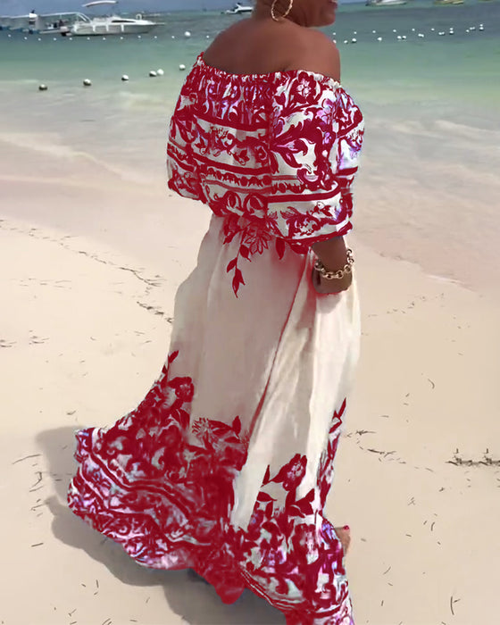 Robe Off-Shoulder Imprimé Resort