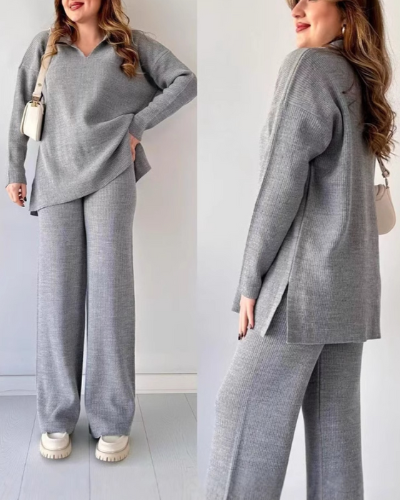 Ensemble De Deux Pièces Avec Caractéristiques Couleur Uni Et Tricot