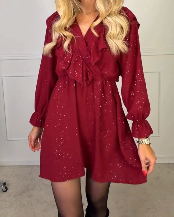 Robe Élégante À Col En V Et Couleur Unie