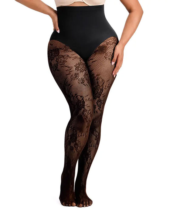 Collant gainant taille haute pour femme avec dentelle florale