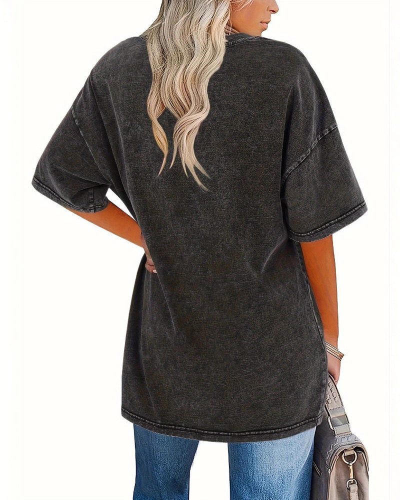 T-Shirt Coupe Loose Décontracté Manches Courtes