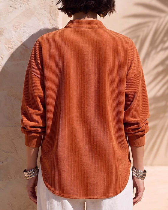 Blouse Zip Col Montant Velours Côtelé