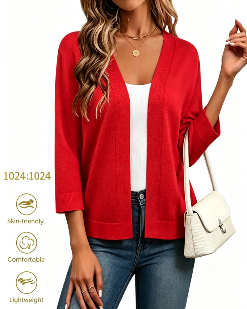 Cardigan Manche Coude Ouvert Devant Tricoté