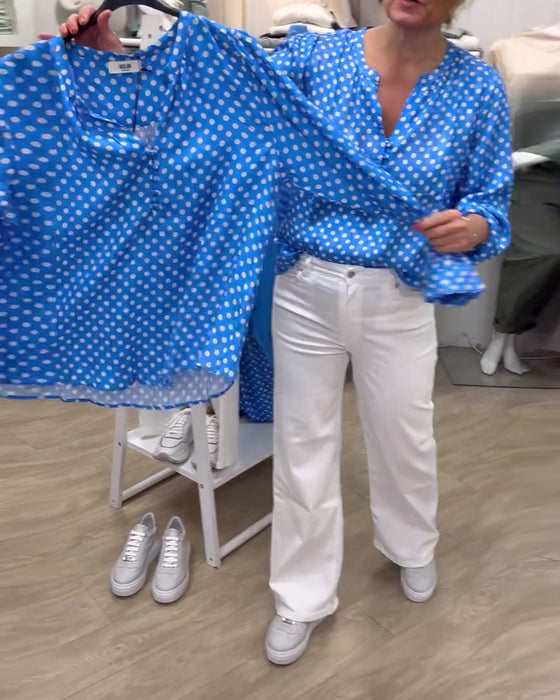 Blouse Manches Longues Col Montant Imprimée