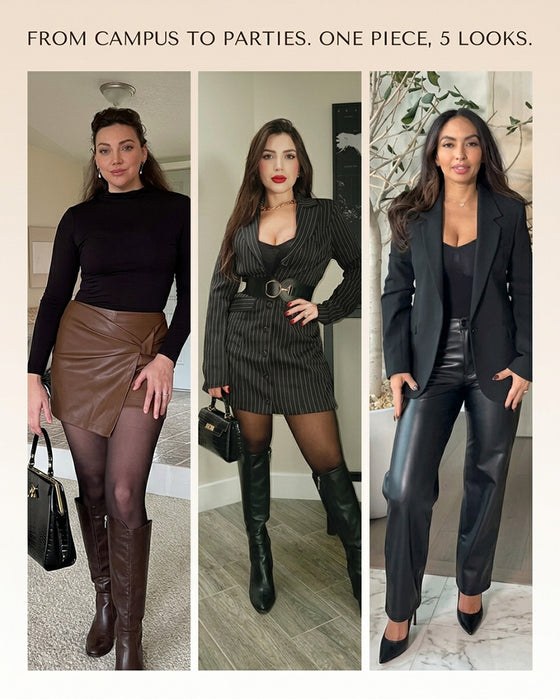 Panneau Transparent Avec Collant Doublé Polaire Stay-Warm Contrôle Du Ventre Effet Transparent Collant Bodysuit Noir Basique