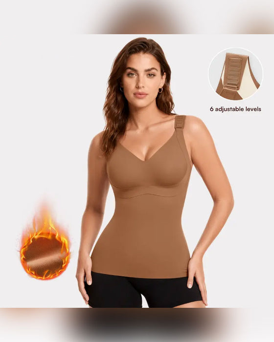 Débardeur Femme 3-En-1 Léger Ajusté Doux Thermique Shapewear Soutien-Gorge Intégré